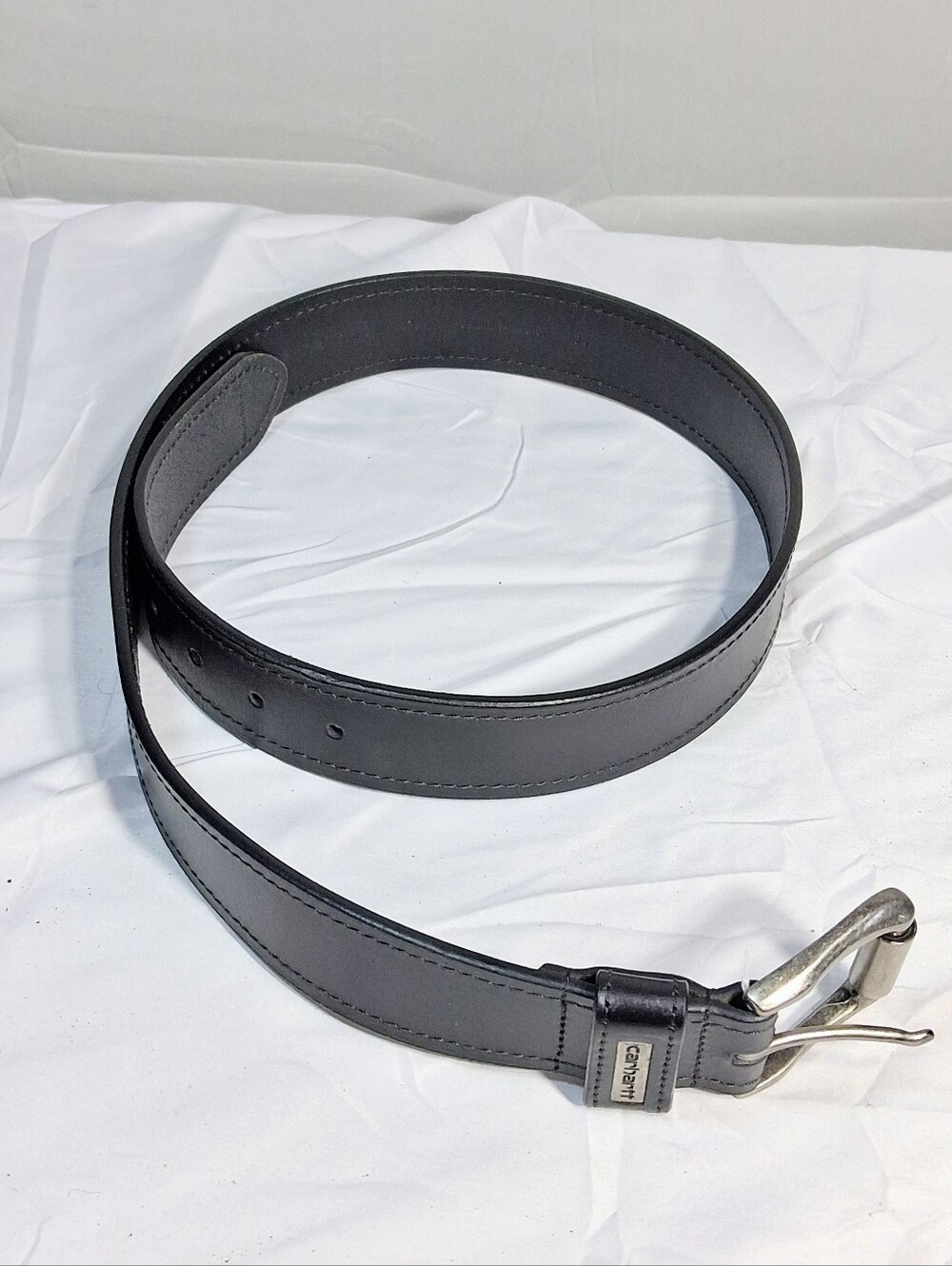 Carhartt #2233 Men's Size 34 Heavy Buckle Black Leather Roller Belt